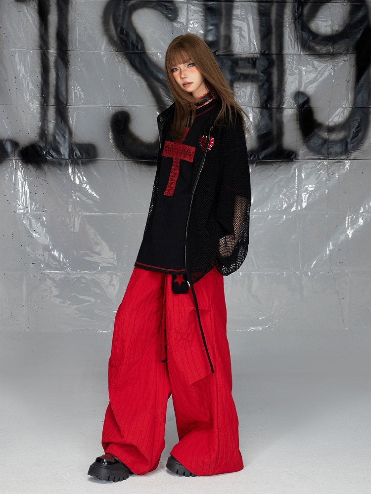 Red Wide-leg Cut Pants