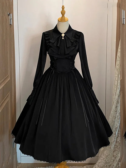 Black Boned Lolita Elegant Belt High Reversible Corset Skirt Waist