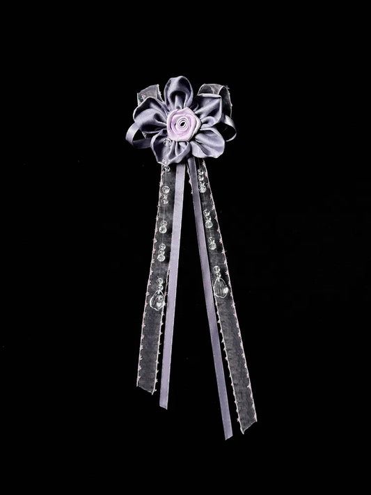 Brooch Flower / Purple Black Beige Red