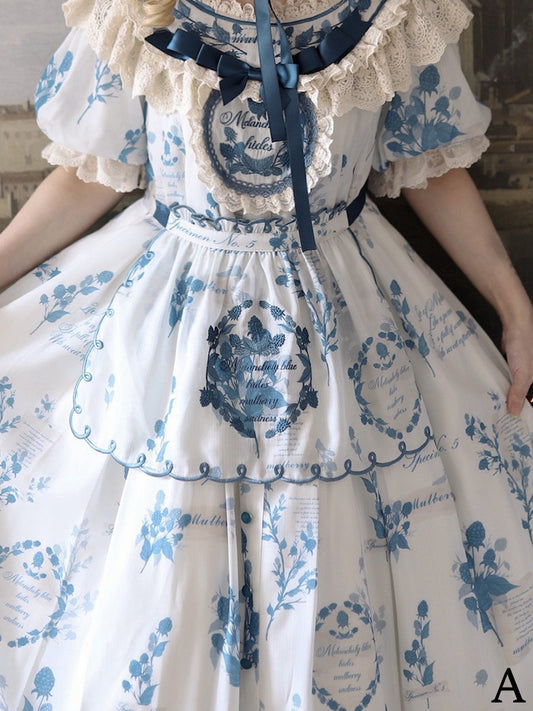 Apron Blue Mulberry Embroidery