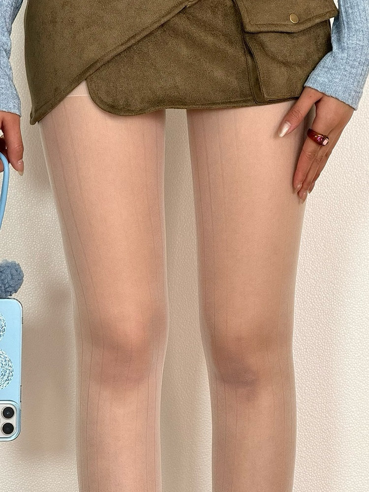 Halbtransparente Musterstrumpfhose Gestreift Schwarz/Grau/Weiß