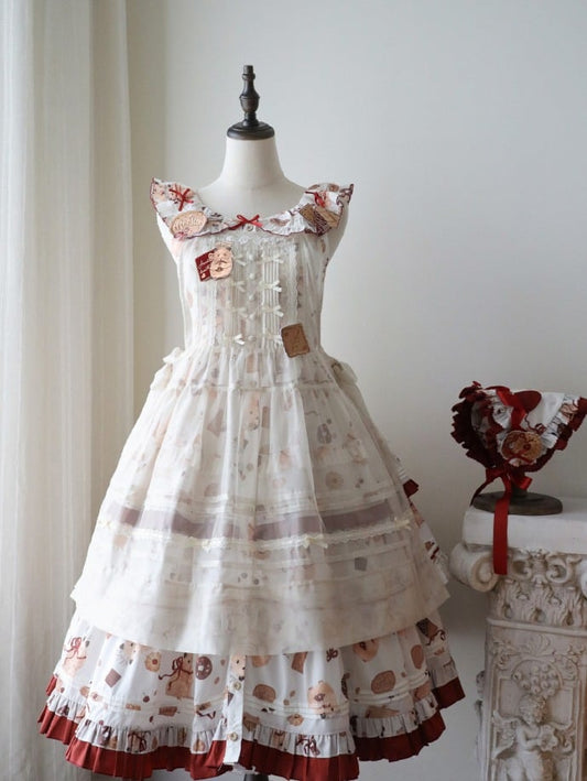 Apron Sweet Bowknots Beige Lolita with