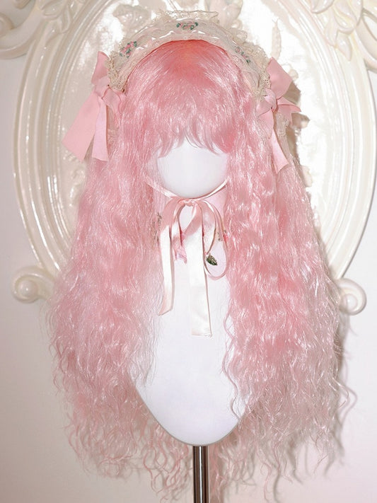 70CM Length Wavy With Bangs Wig Pink/Red