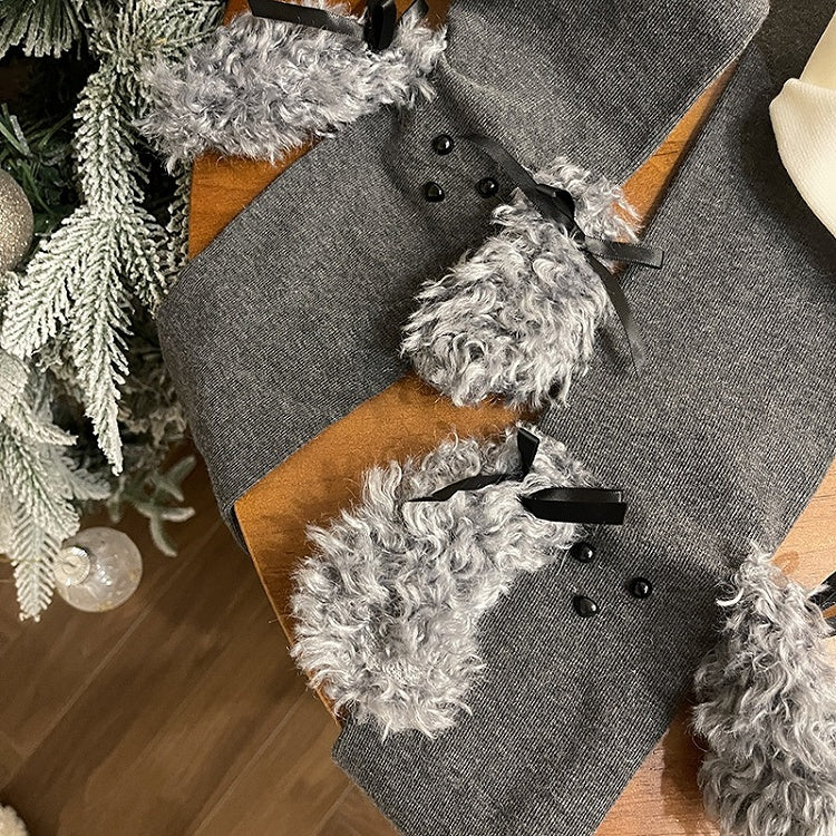 Dark Grey Sweet Puppy Ear Bowknot Tights