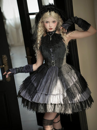 Corset Belt Gothic Lolita Feather Black