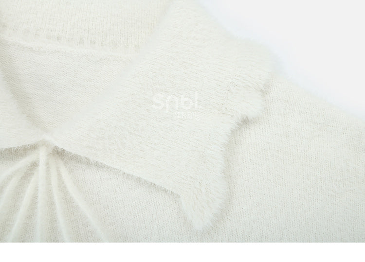 Pompons Decorated Pullover White Sweater