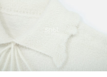 Pompons Decorated Pullover White Sweater