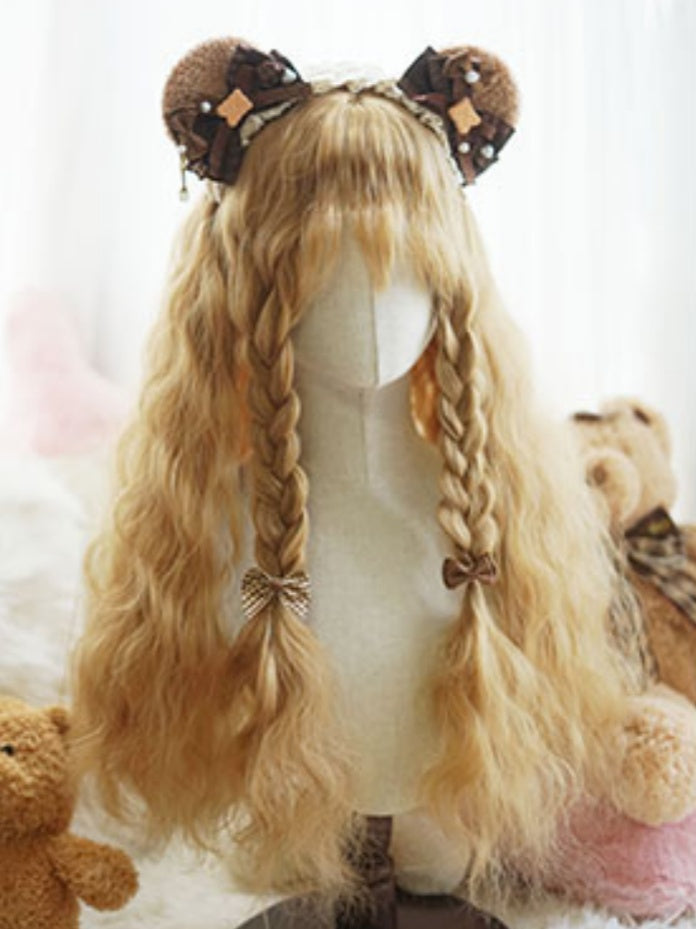 Blonde Long Curly Wig With Bangs