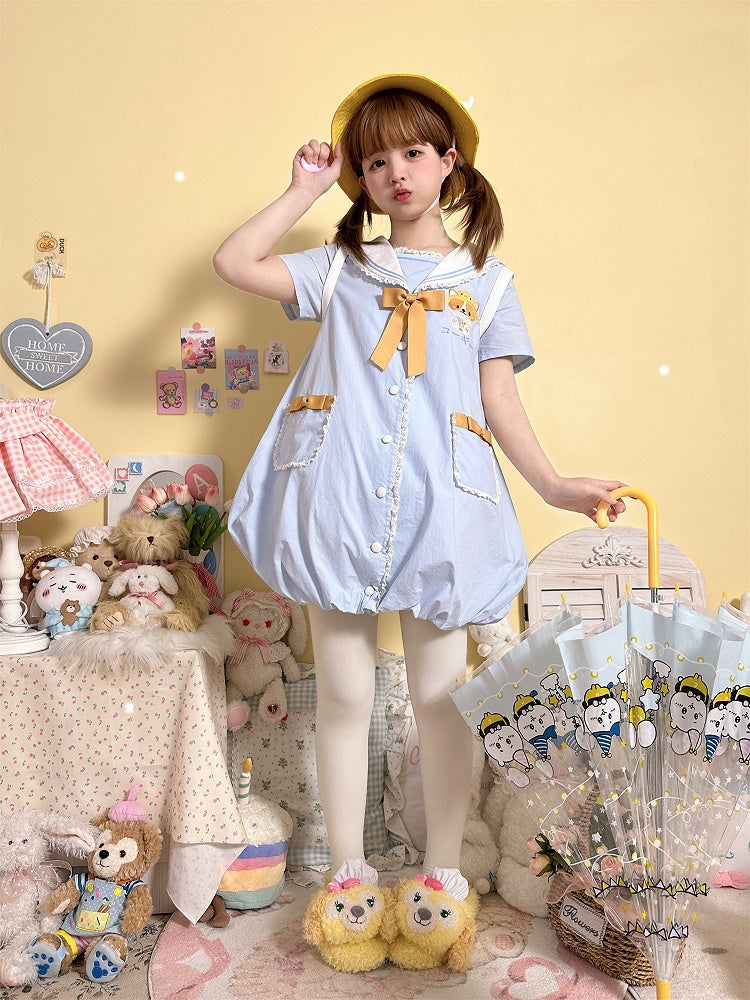 Robe jupe bulle bleu clair à col marin Corgi