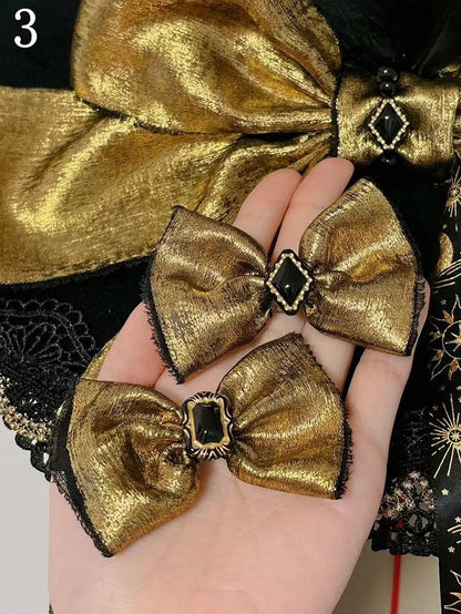Bowknot Witch with and Golden Hat Feather Decorations Black