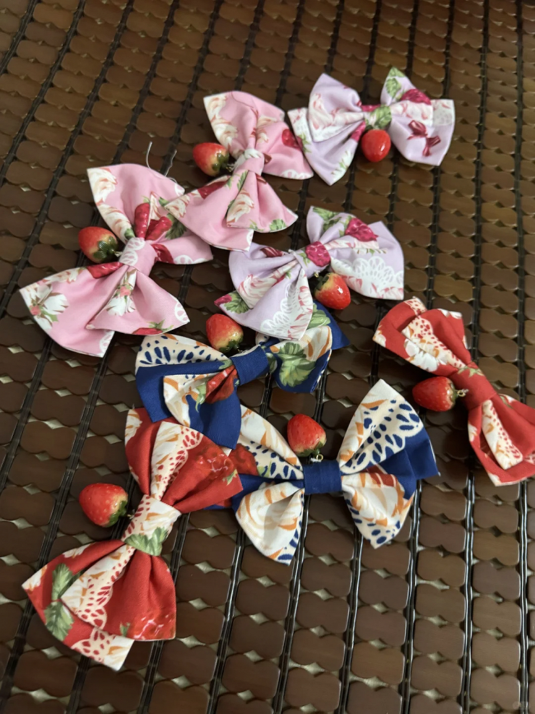 Red / Blue / Pink Strawberry Bowknot Hairclip