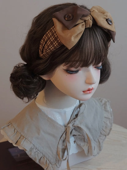 Brown KC Decorated Button Bow Yellow And Big