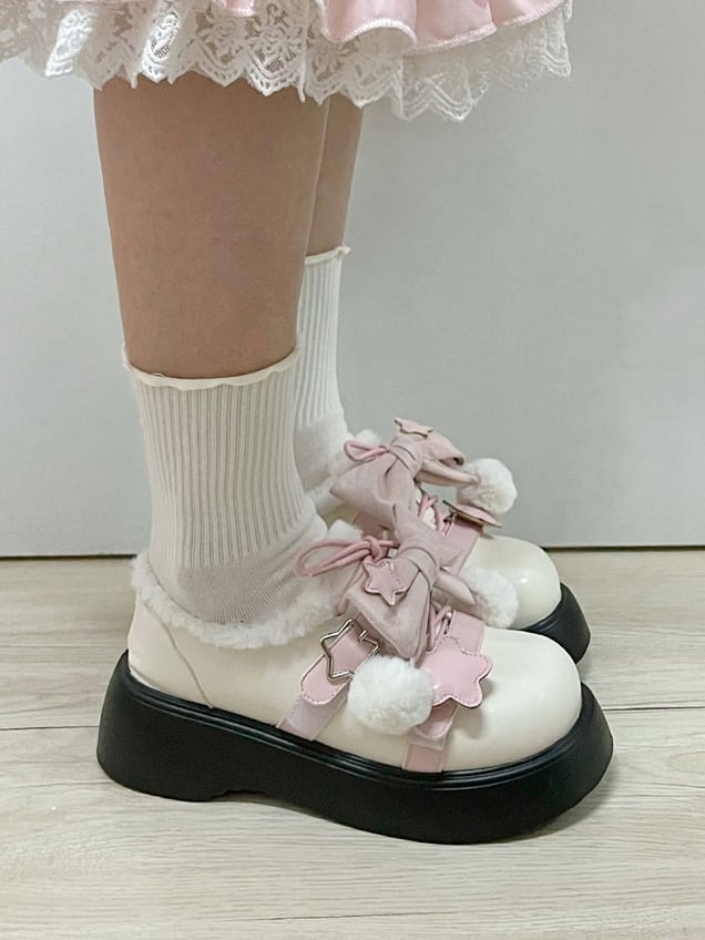 Accents Winter Star Fleece-Lined Sweet Beige Pink - Platforms