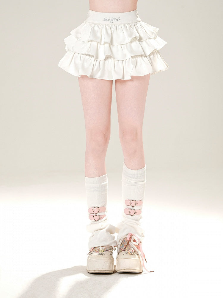 Mini Tiered Skirt High Waist Black/White