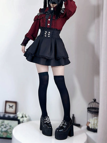 Black High Waist Tiered Jirai Kei Skirt