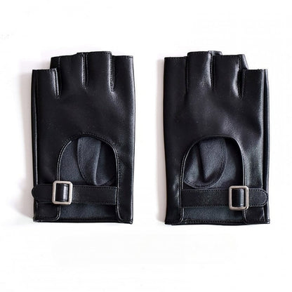 Cyberpunk Buckle Black/White/BlackWhite Finger Gloves