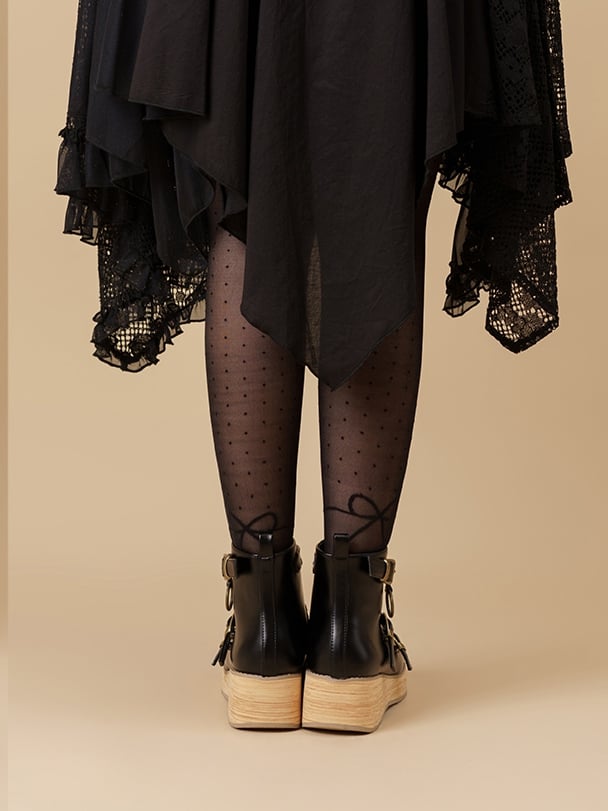 Platforms Toe with Wedge Buckle 3–5 cm Sole Round Black 3 Straps