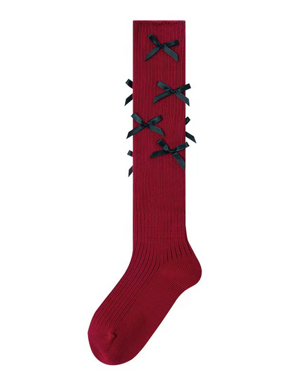 White Sweet Bowknot Calf Socks