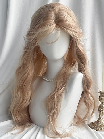 Blonde Long Wavy Wig With Curtain Bangs