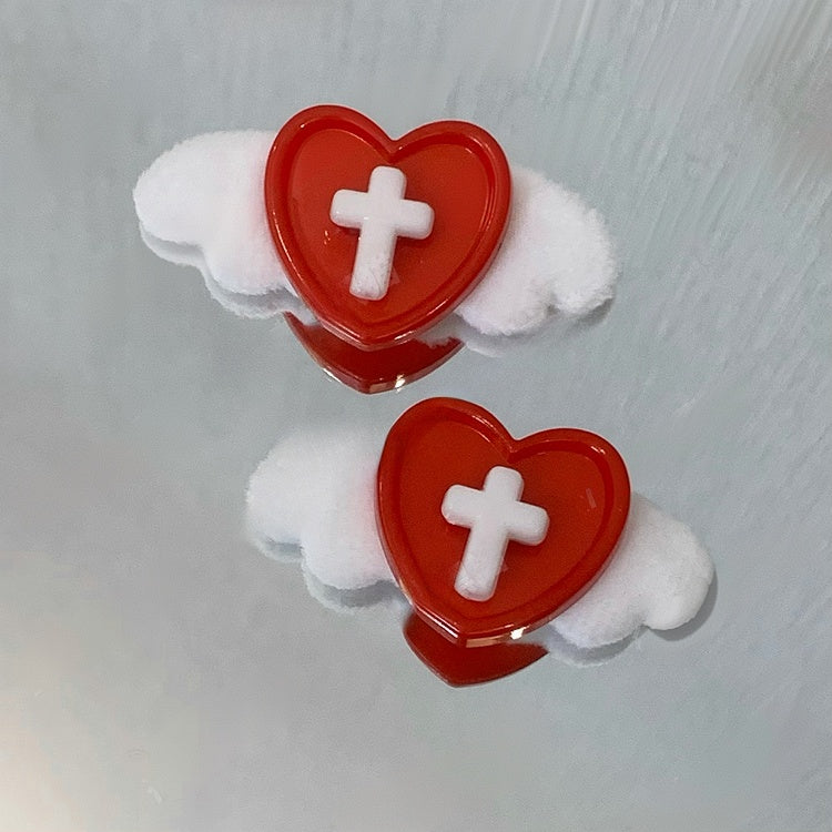 Barrettes à cheveux Yami Kawaii en forme de cœur et d'ailes