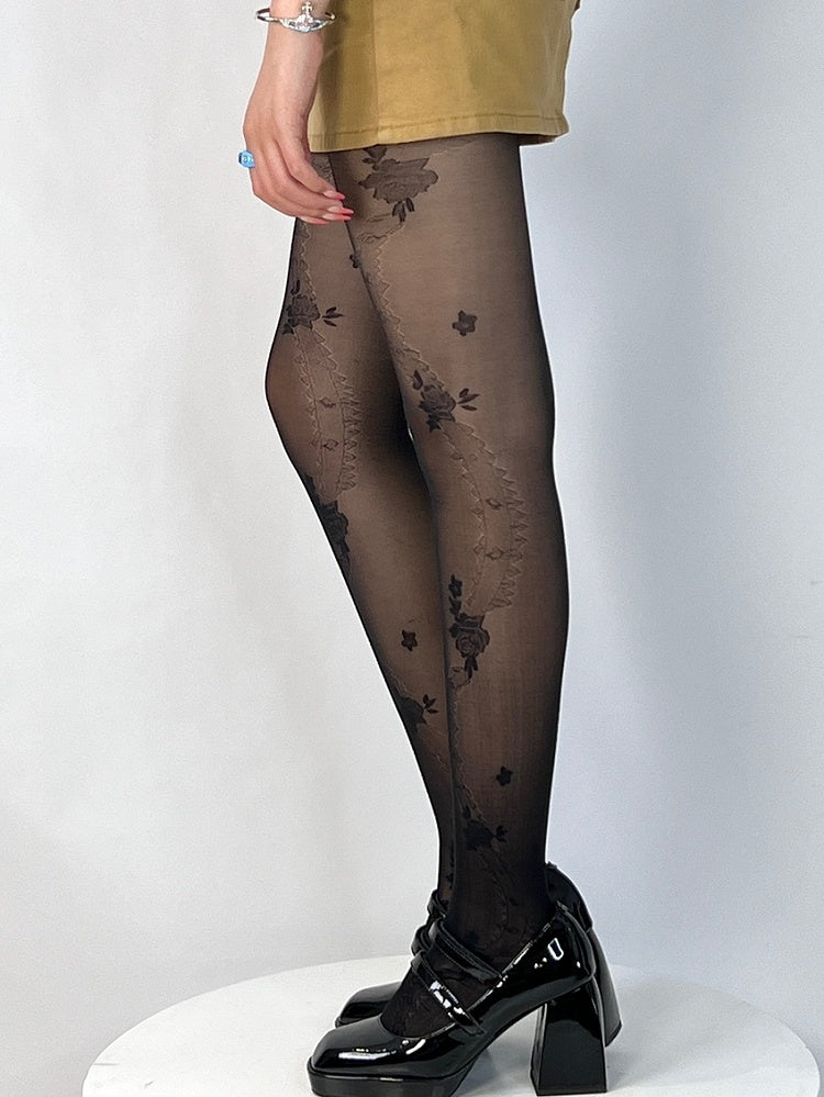 Strumpfhose mit Rosettenmuster in 4 Farboptionen
