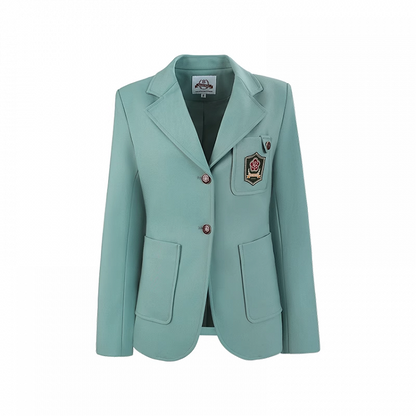 グリーンのノッチカラーのプレッピーJK制服ブレザー（ミント）