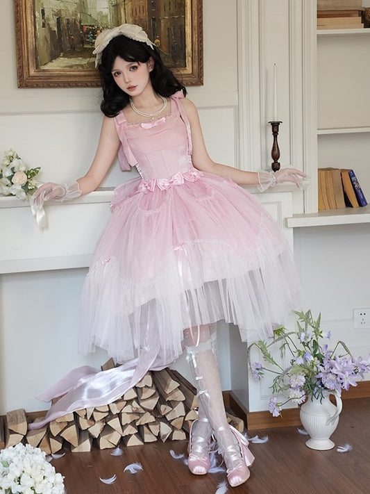 Dress JSK Full Shimmering Set Basque Waist Lolita Boned Pink