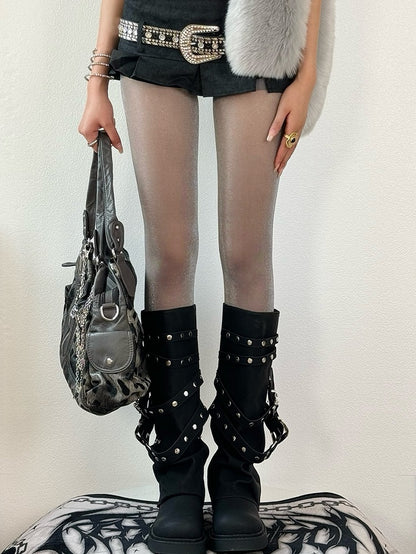 Strumpfhose Schwarz/Braun/Grau/Rot Halbtransparent