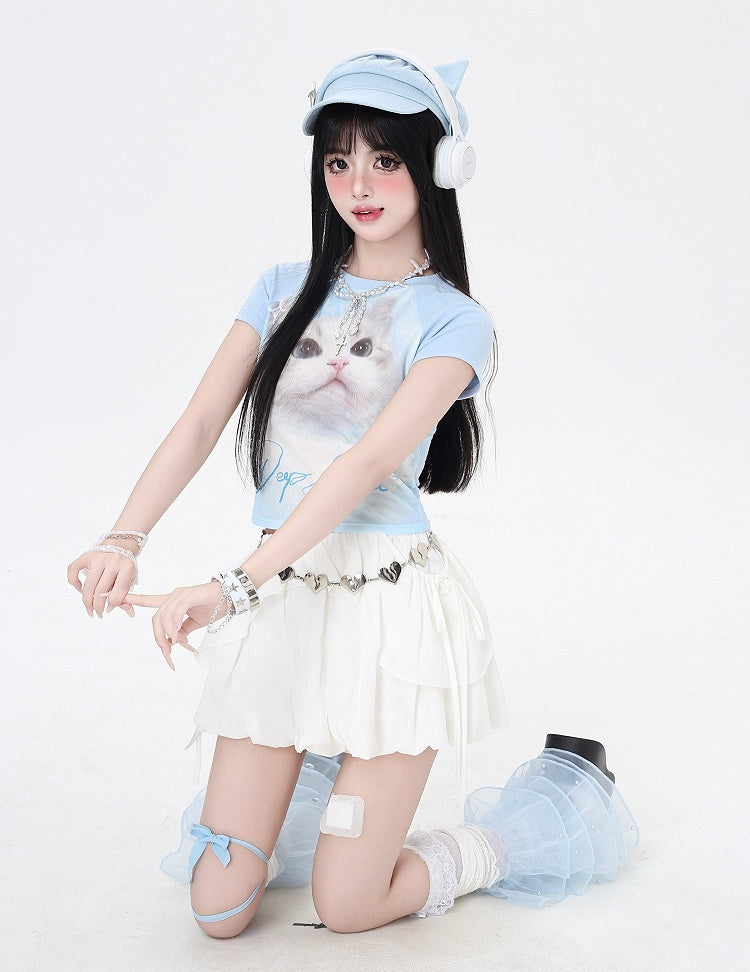 Skirt Ways White Three Wear Top/Bubble