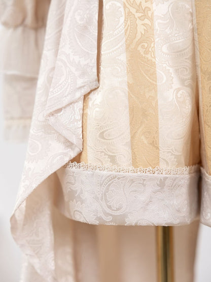 Pattern Champagne Ouji High Striped Lolita Shorts Train Cascading Ruffle Waist Overall with