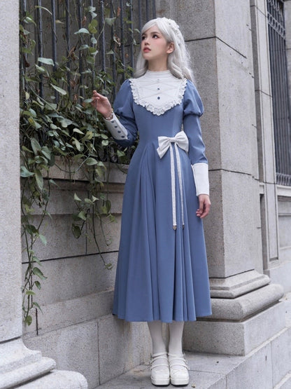 Blue Elegant Juliette Sleeves Dress Nun Lolita Long Sleeves One Piece