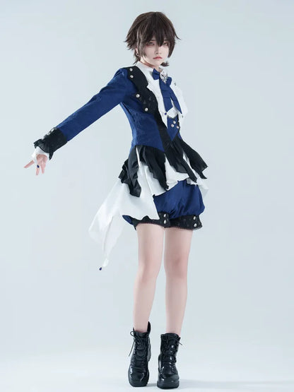 Ouji Blue Spider Dark Web Fabric Gothic Lolita Prince Shorts