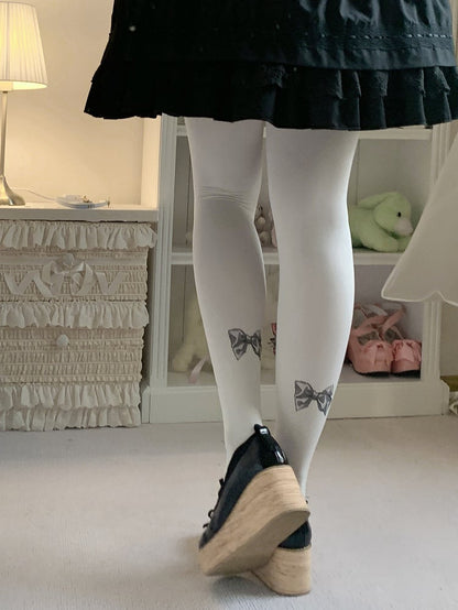 Bowknots Print Sweet Lolita Tights