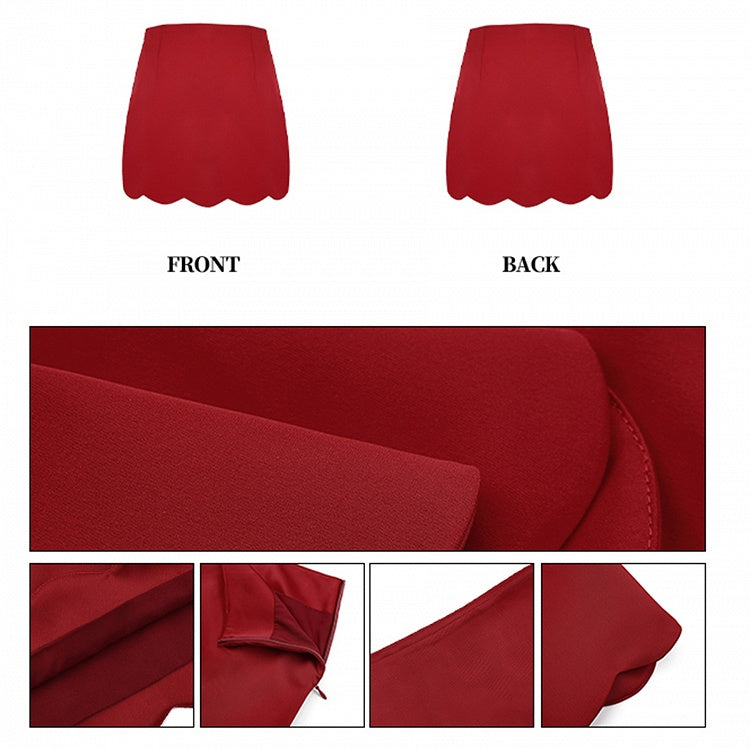 Scalloped High Skirt Waist Edge Red Trim