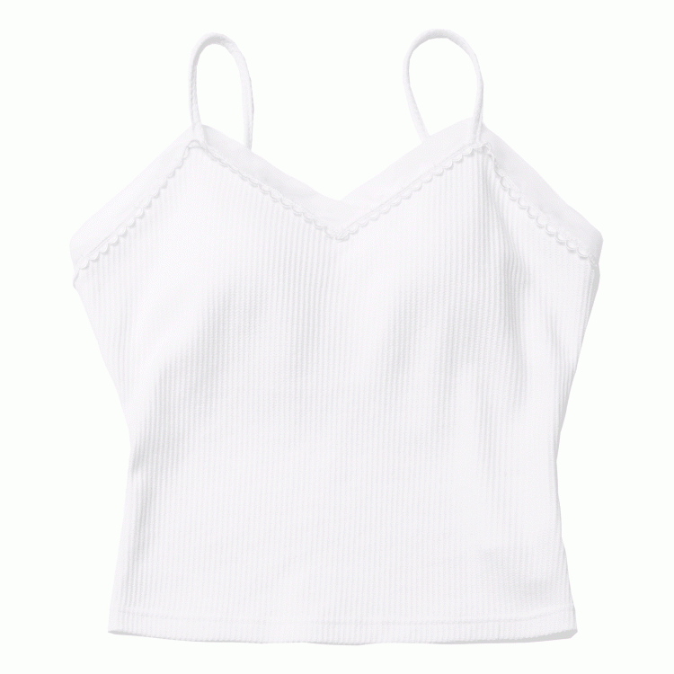White V-Neck Cami Top with Detachable Padded Cups