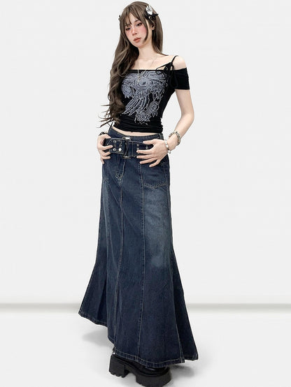 Skirt Blue A-Line Dark