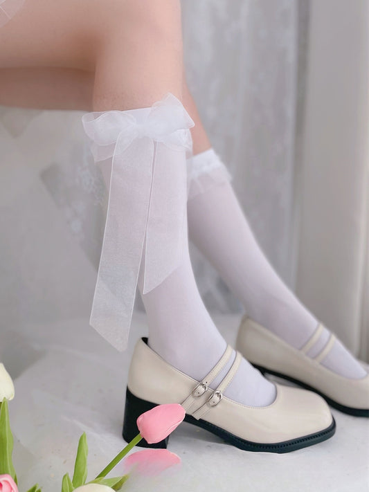 6 Options Big Bow LolitaCalf/Ankle Socks