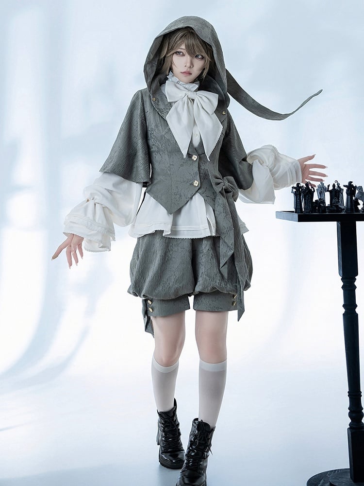 Ears Jacket Hood Gray Ouji Bunny Oversized Fashion with