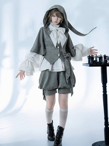 Ears Jacket Hood Gray Ouji Bunny Oversized Fashion with