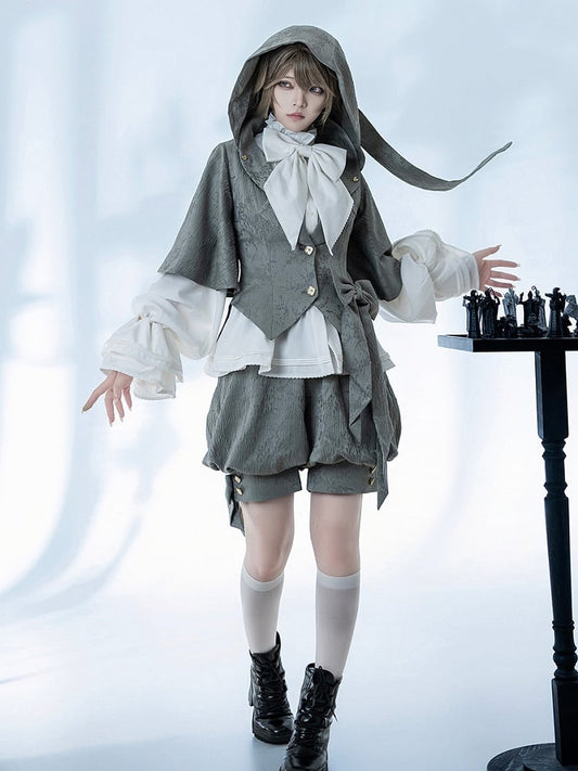 Ears Jacket Hood Gray Ouji Bunny Oversized Fashion with
