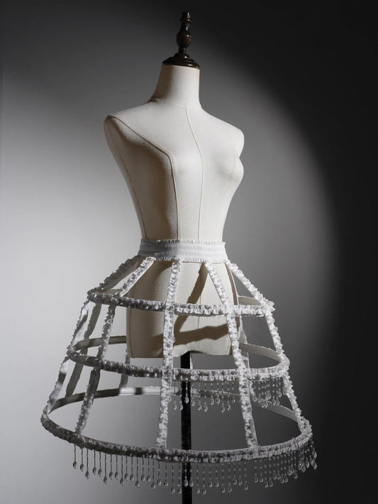 White Bead Tassels Design Birdcage Petticoat