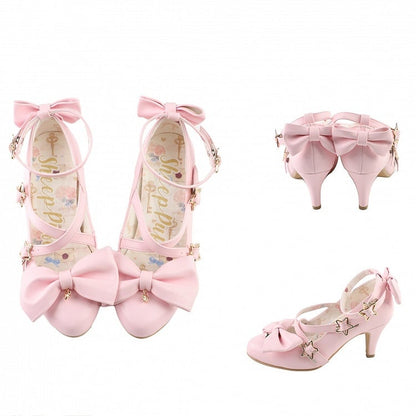 Heels Rosa Top Schleife Stern Riemen Schnalle Hohe bei