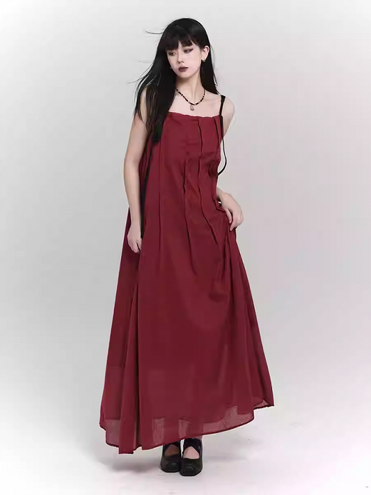 Robe ample rouge/noire longueur cheville