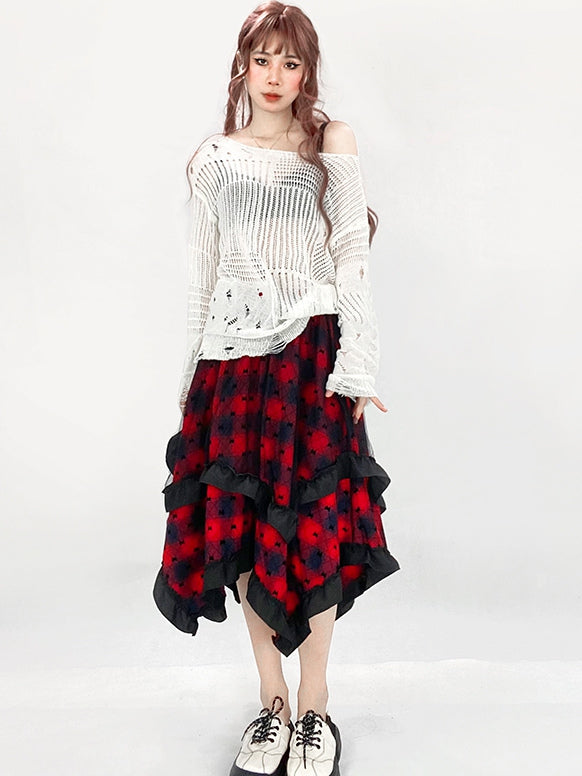 White Y2K Sun-Protective Long Sleeve Top with Asymmetrical Shoulder Design