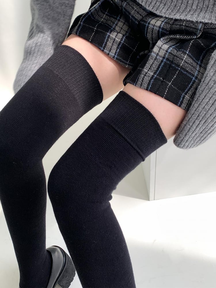 Length Black JK Cotton Stockings