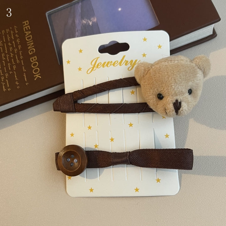 Design Options 5 Bear Hairclips Brown