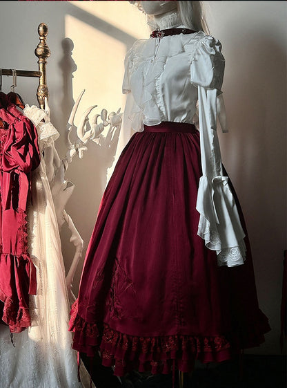 Red Dragon Bone Drawstring Design Gothic Lolita Skirt