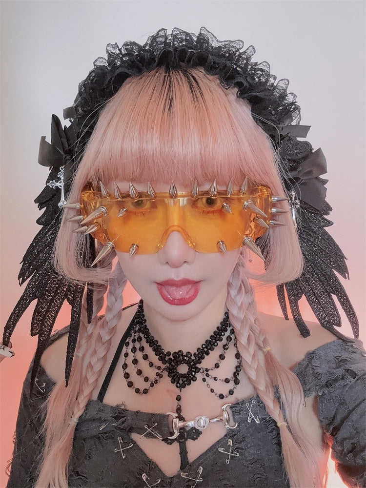 Lunettes de soleil Cyberpunk à clous foncés/blancs/verts/jaunes
