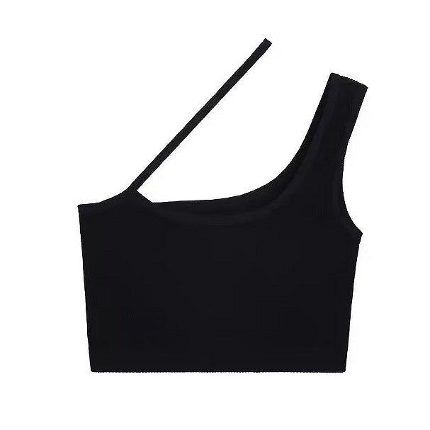 Neckline Top Asymmetrical Bittersweet Black