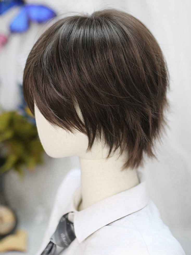 Perruque courte Ouji marron 25 cm